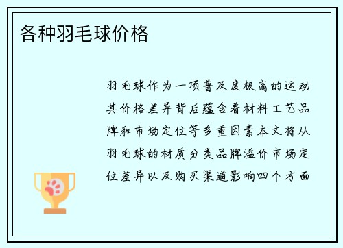 各种羽毛球价格